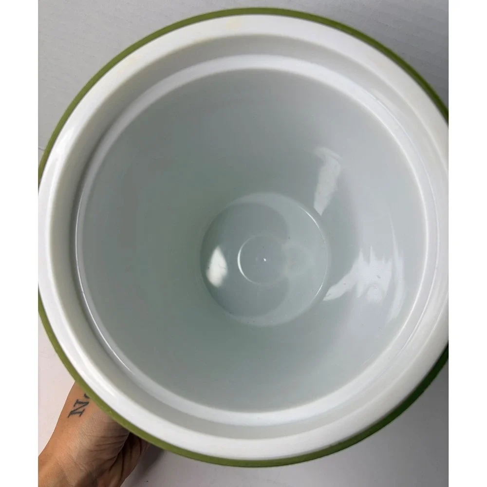 Vintage Rubbermaid Ice Bucket Avocado Green Snowflake Lid MCM 2260 Retro Barware